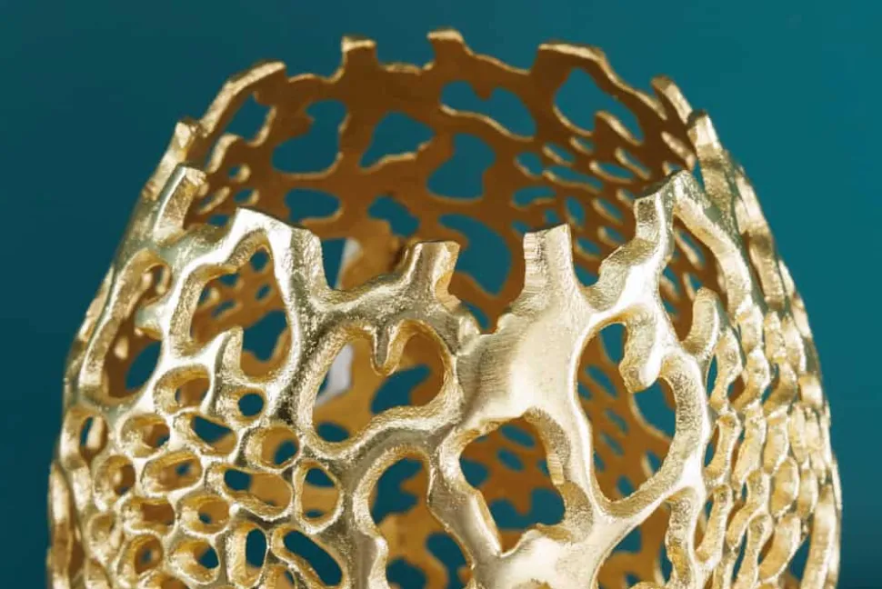 Filigrane Design Vase ABSTRACT LEAF gold 50cm Handarbeit