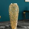Filigrane Design Vase ABSTRACT LEAF gold 65cm Handarbeit