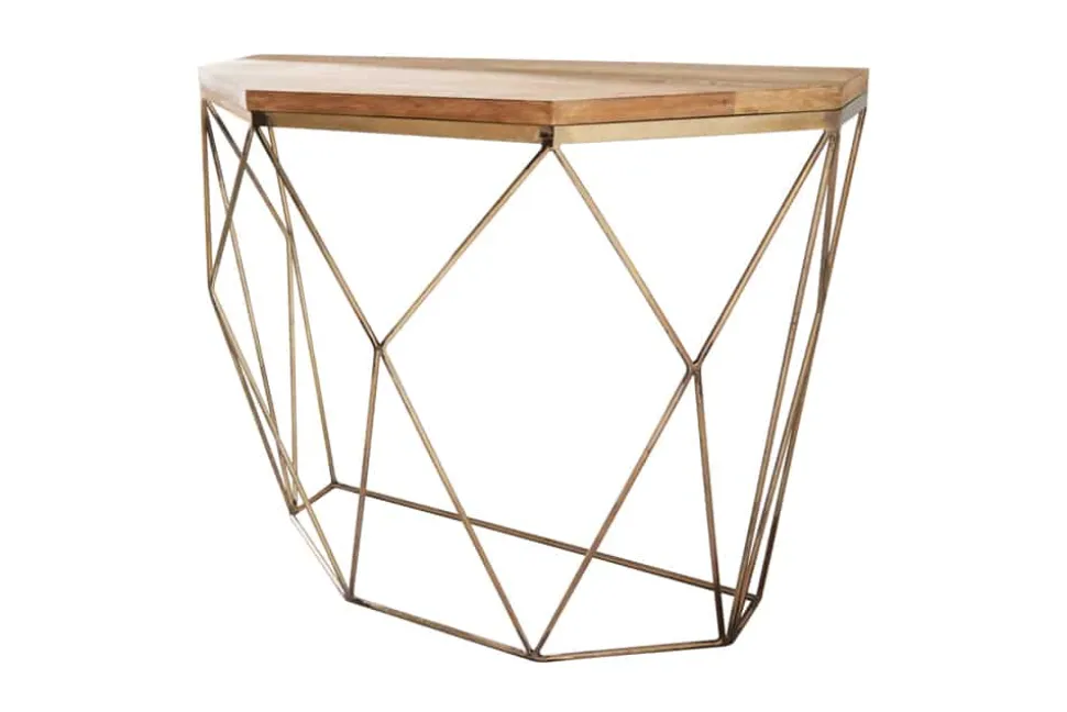Filigrane Konsole DIAMOND 90cm Mango messing Massivholz Metall