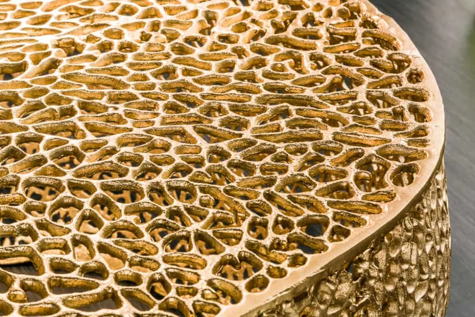 Filigraner Couchtisch LEAF 80cm gold Metall handmade Blatt-Design