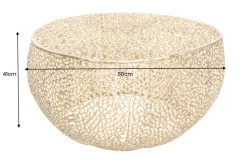 Filigraner Couchtisch LEAF 80cm gold Metall handmade Blatt-Design