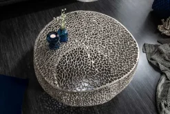 Filigraner Couchtisch LEAF 80cm silber Metall handmade Blatt-Design