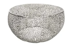 Filigraner Couchtisch LEAF 80cm silber Metall handmade Blatt-Design