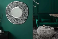 Filigraner Couchtisch LEAF 80cm silber Metall handmade Blatt-Design