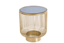 Filigraner Design Beistelltisch VARIATION 50cm gold Metall rund Schwarzglas Handarbeit