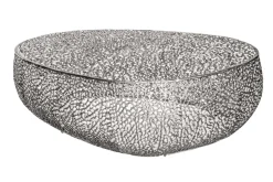 Filigraner Design Couchtisch ABSTRACT LEAF 130cm silber Handarbeit