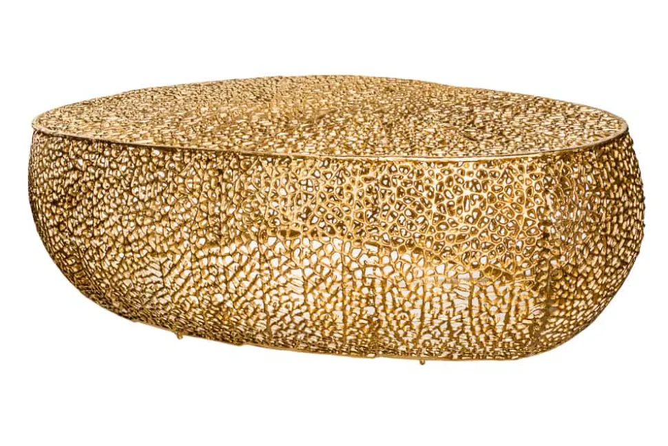 Filigraner Design Couchtisch ABSTRACT LEAF 130cm gold Handarbeit