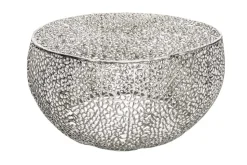 Filigraner Design Couchtisch ABSTRACT LEAF 80cm silber Handarbeit