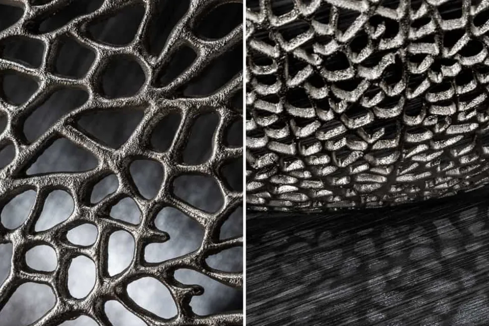 Filigraner Design Couchtisch ABSTRACT LEAF 80cm silber Handarbeit
