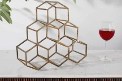 Filigranes Design Weinregal HONEYCOMB 35cm gold Metall Handarbeit