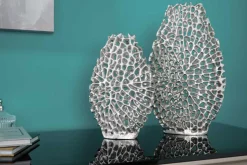 Filigranes Vasen 2er Set ABSTRACT LEAF 40cm silber Metall Handarbeit Blumenvase