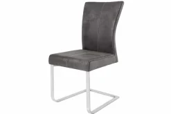 Freischwinger Stuhl SAMSON vintage grau Edelstahlrahmen mit Komfortgriff