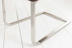 Freischwinger Stuhl SAMSON dark coffee Edelstahlrahmen mit Komfortgriff