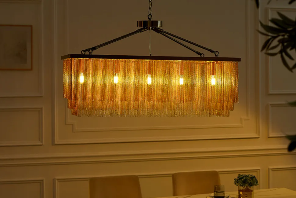 Glamouröse Hängelampe ROYAL 80cm messing gold Metall Ketten-Design Hängeleuchte