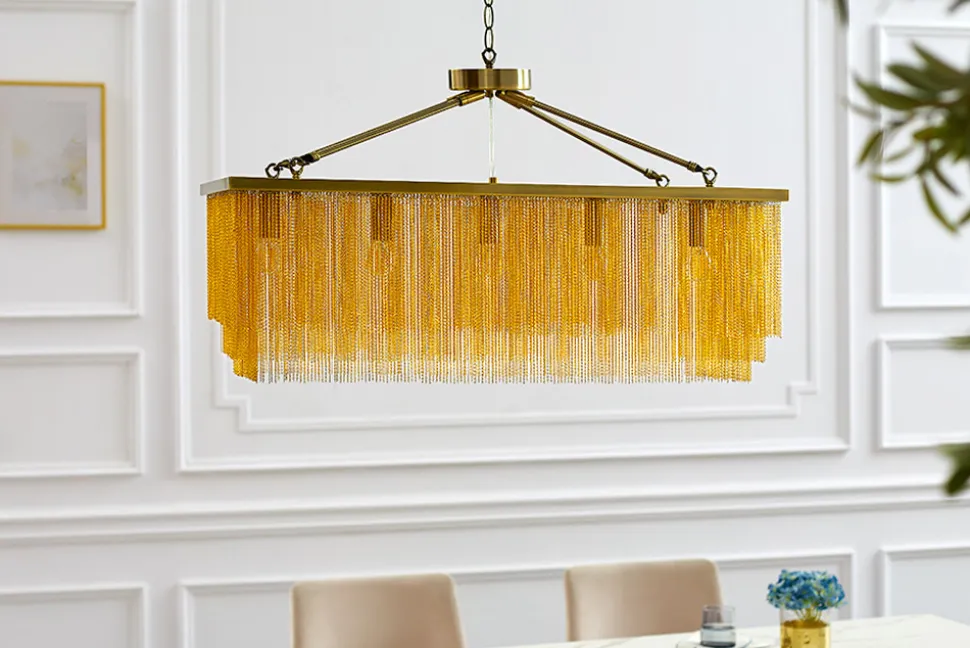 Glamouröse Hängelampe ROYAL 80cm messing gold Metall Ketten-Design Hängeleuchte