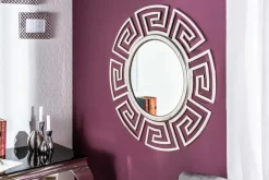Glamouröser Design Spiegel EUPHORIA XL 85cm silber Wandspiegel Handarbeit aus Metall