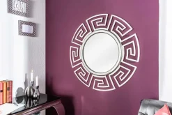 Glamouröser Design Spiegel EUPHORIA XL 85cm silber Wandspiegel Handarbeit aus Metall