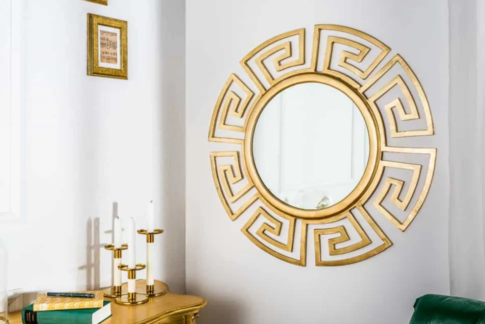 Glamouröser Design Spiegel EUPHORIA XL 85cm gold Wandspiegel Handarbeit aus Metall