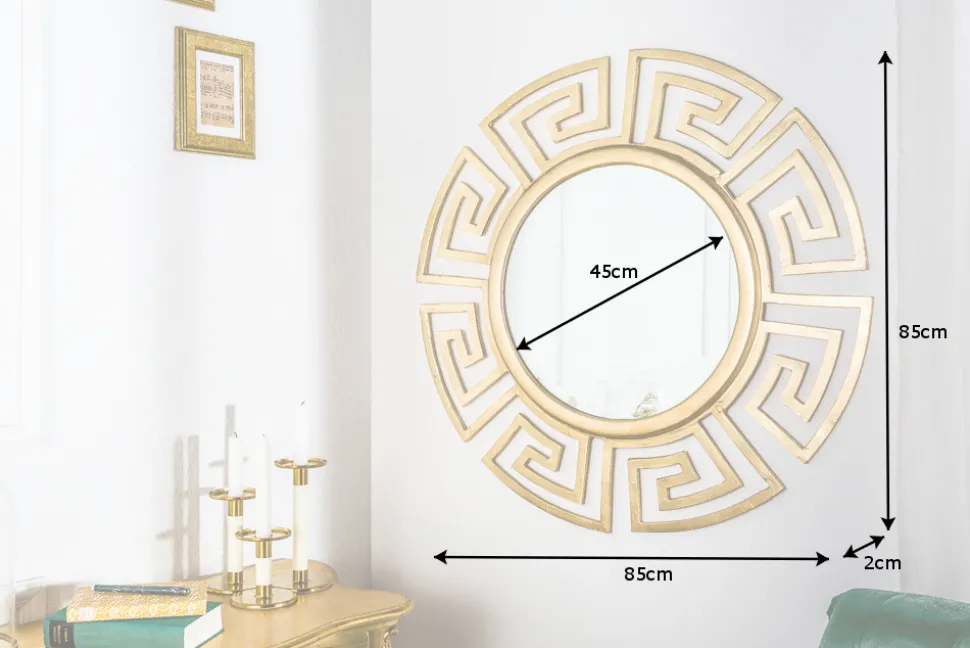 Glamouröser Design Spiegel EUPHORIA XL 85cm gold Wandspiegel Handarbeit aus Metall