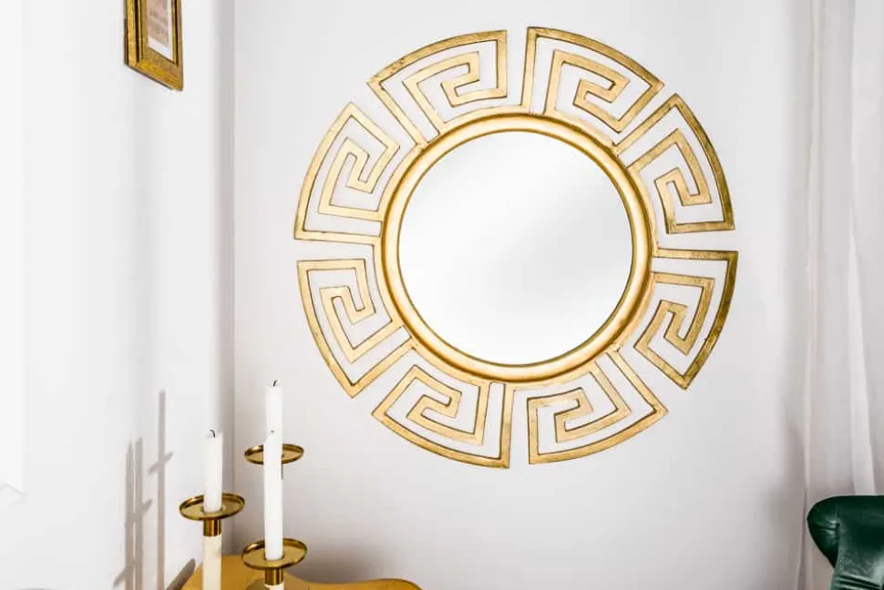 Glamouröser Design Spiegel EUPHORIA XL 85cm gold Wandspiegel Handarbeit aus Metall