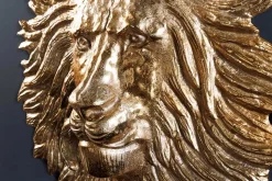 Goldene Wanddeko WILDLIFE LION 60cm gold Metall Löwenkopf-Skulptur handmade