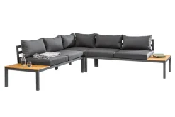 Große Garten Sitzgruppe MIAMI LOUNGE 240cm anthrazit Aluminium wetterfest Outdoor inkl. Kissen