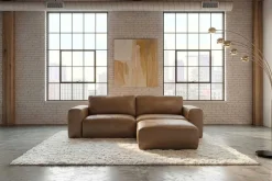 Großer Hocker BIG GEORGE 95cm cognac Echtleder Nosagfederung Taschenfederkern