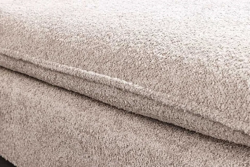 Großer Hocker HEAVEN 100cm champagner beige Bouclé Polsterhocker Federkern