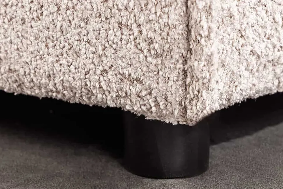 Großer Hocker HEAVEN 100cm champagner beige Bouclé Polsterhocker Federkern