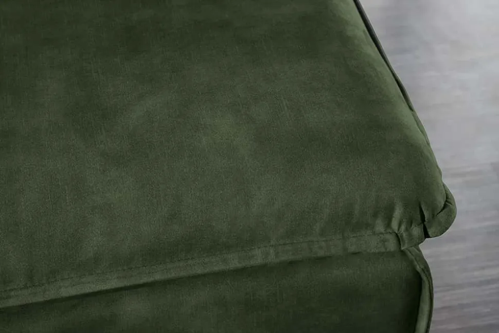 Großer Hussenhocker HEAVEN 100cm dunkelgrün Samt Landhausstil Sofahocker waschbarer Bezug