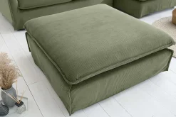 Großer Sitzhocker HEAVEN 100cm grün Cord Sofahocker abnehmbarer Bezug