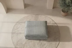 Großer Sitzhocker HEAVEN 100cm hellgrau Cord Federkern Sofahocker abnehmbarer Bezug