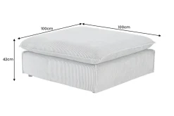Großer Sitzhocker HEAVEN 100cm hellgrau Cord Federkern Sofahocker abnehmbarer Bezug