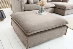 Großer Sitzhocker HEAVEN 100cm greige Cord Sofahocker abnehmbarer Bezug