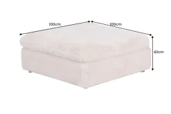 Großer Sitzhocker YETI 100cm beige sand Shaggy-Stoff langfloriger Plüsch Sofahocker