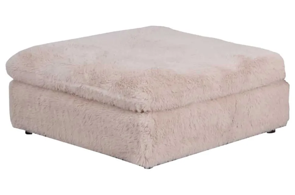 Großer Sitzhocker YETI 100cm beige sand Shaggy-Stoff langfloriger Plüsch Sofahocker