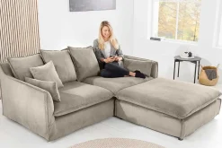 Großes 3-Sitzer Sofa HEAVEN 200cm greige Cord Federkern Hussensofa