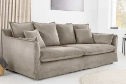 Großes 3-Sitzer Sofa HEAVEN 200cm greige Cord Federkern Hussensofa