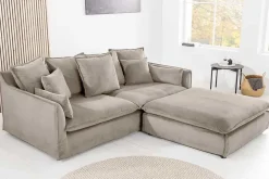 Großes 3-Sitzer Sofa HEAVEN 200cm greige Cord Federkern Hussensofa