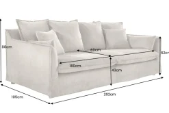 Großes 3-Sitzer Sofa HEAVEN 200cm grün Cord Federkern Hussensofa