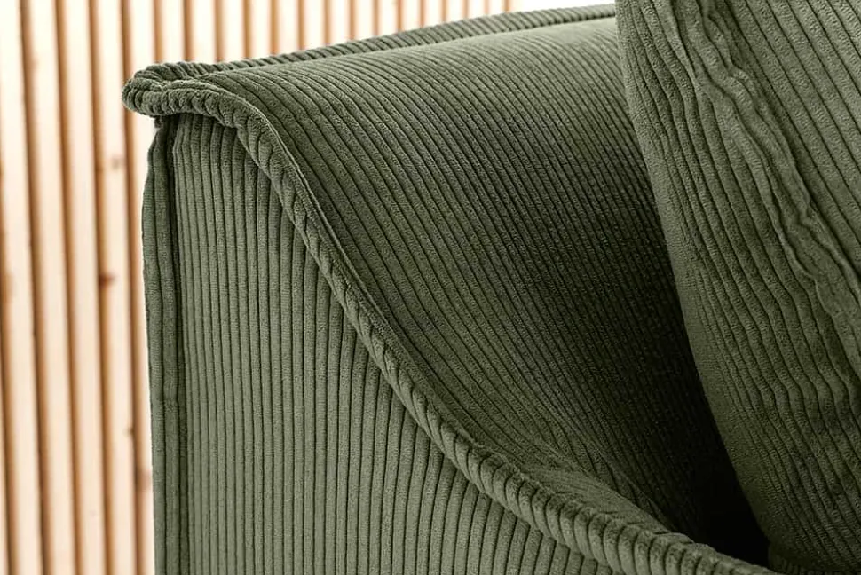 Großes 3-Sitzer Sofa HEAVEN 200cm grün Cord Federkern Hussensofa