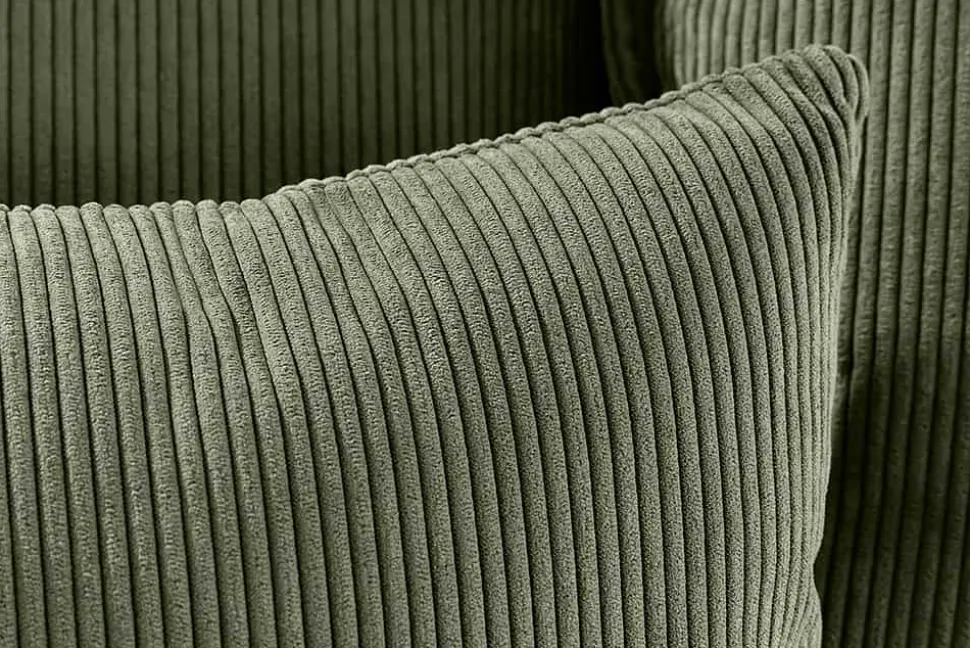 Großes 3-Sitzer Sofa HEAVEN 200cm grün Cord Federkern Hussensofa