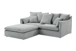 Großes 3-Sitzer Sofa HEAVEN 200cm hellgrau Cord Federkern Hussensofa abnehmbarer Bezug
