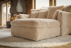 Großes 3-Sitzer Sofa YETI 200cm beige sand langfloriger Plüsch Shaggy-Stoff