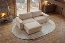 Großes Sofa LOFT 210cm champagner beige Chenille 3-Sitzer Couch Taschenfederkern
