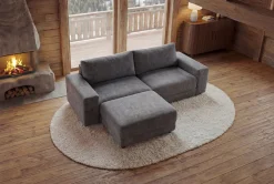 Großes Sofa LOFT 210cm grau Vogue Velours Samt 3-Sitzer Couch Taschenfederkern