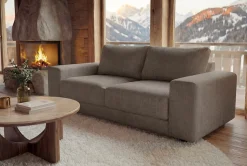 Großes Sofa LOFT 210cm taupe Vogue Velours Samt 3-Sitzer Couch Taschenfederkern