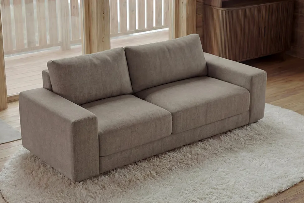 Großes Sofa LOFT 210cm taupe Vogue Velours Samt 3-Sitzer Couch Taschenfederkern