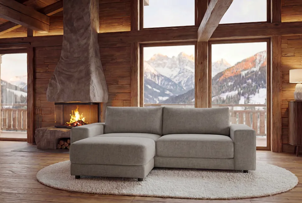 Großes Sofa LOFT 210cm taupe Vogue Velours Samt 3-Sitzer Couch Taschenfederkern
