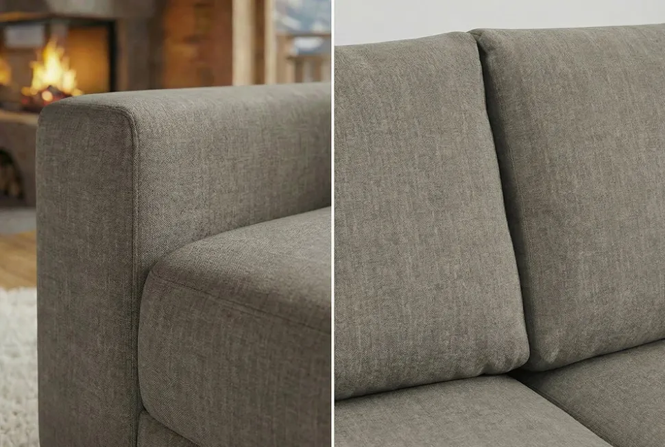 Großes Sofa LOFT 210cm taupe Vogue Velours Samt 3-Sitzer Couch Taschenfederkern